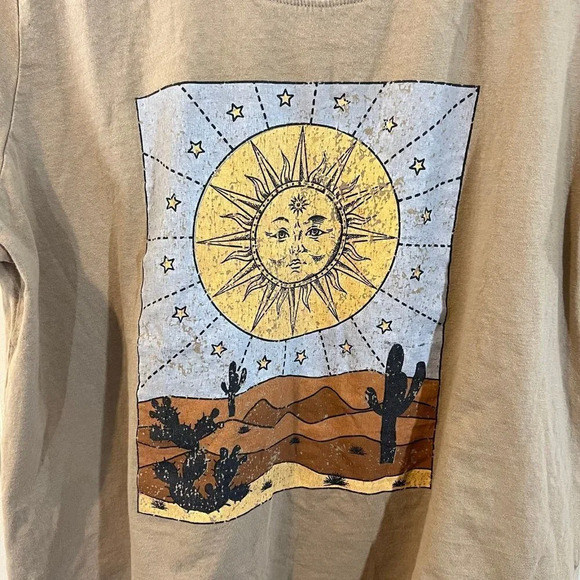 Attitude Not Included Sun T Shirt 1X Desert Graphic Print Stars Cactus Boho Top - Picture 3 of 8